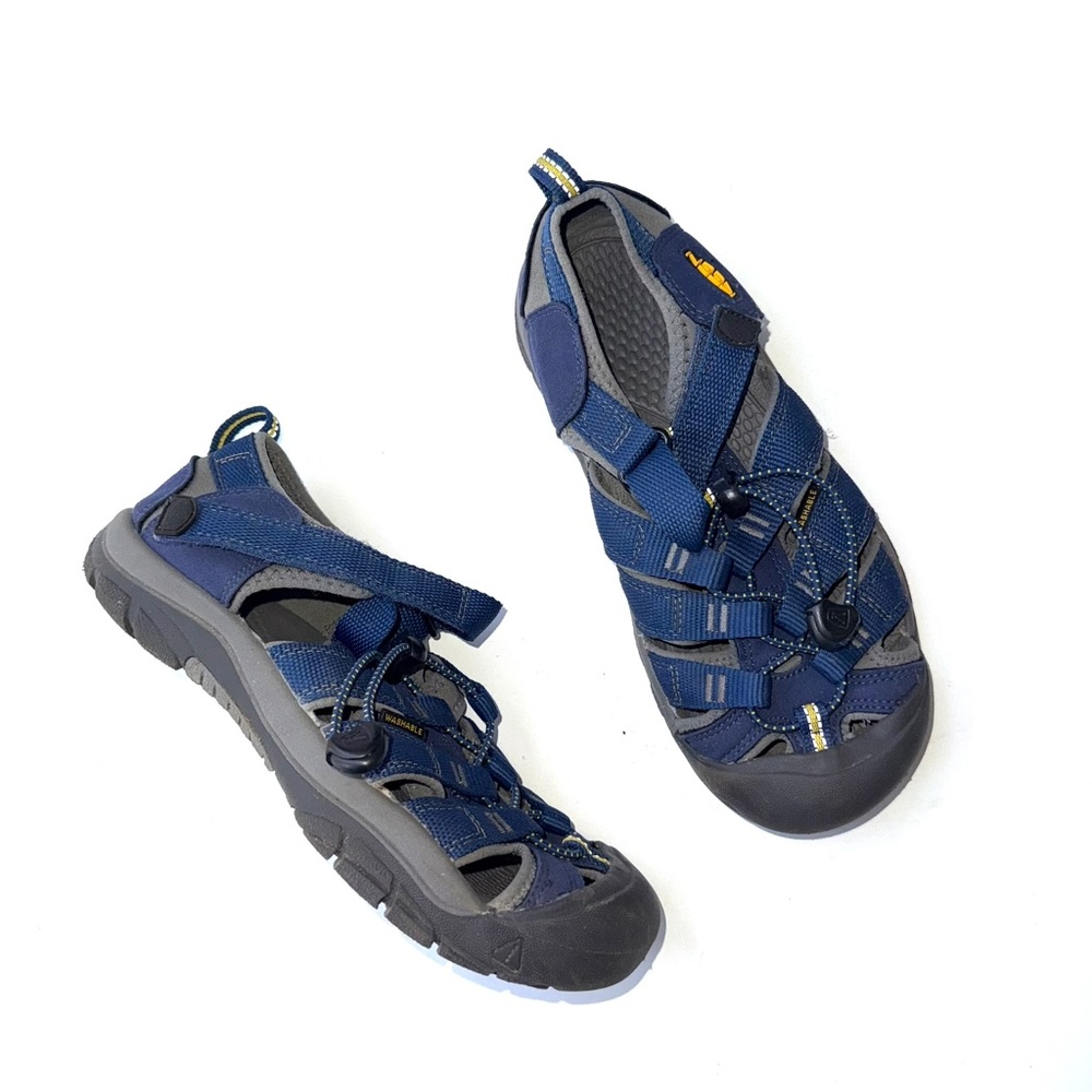 KEEN Youth Boys 4 Blue Gray Waterproof Adjustable Strap Hiking Shoes Sandals LB1